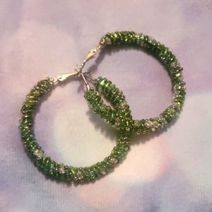 Green Hoop Earrings NWOT